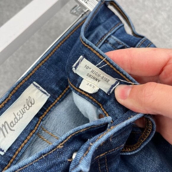 Madewell Womens 10" High Rise Skinny Jeans Size 26 Tall Long Classic Whiskering - Picture 8 of 15